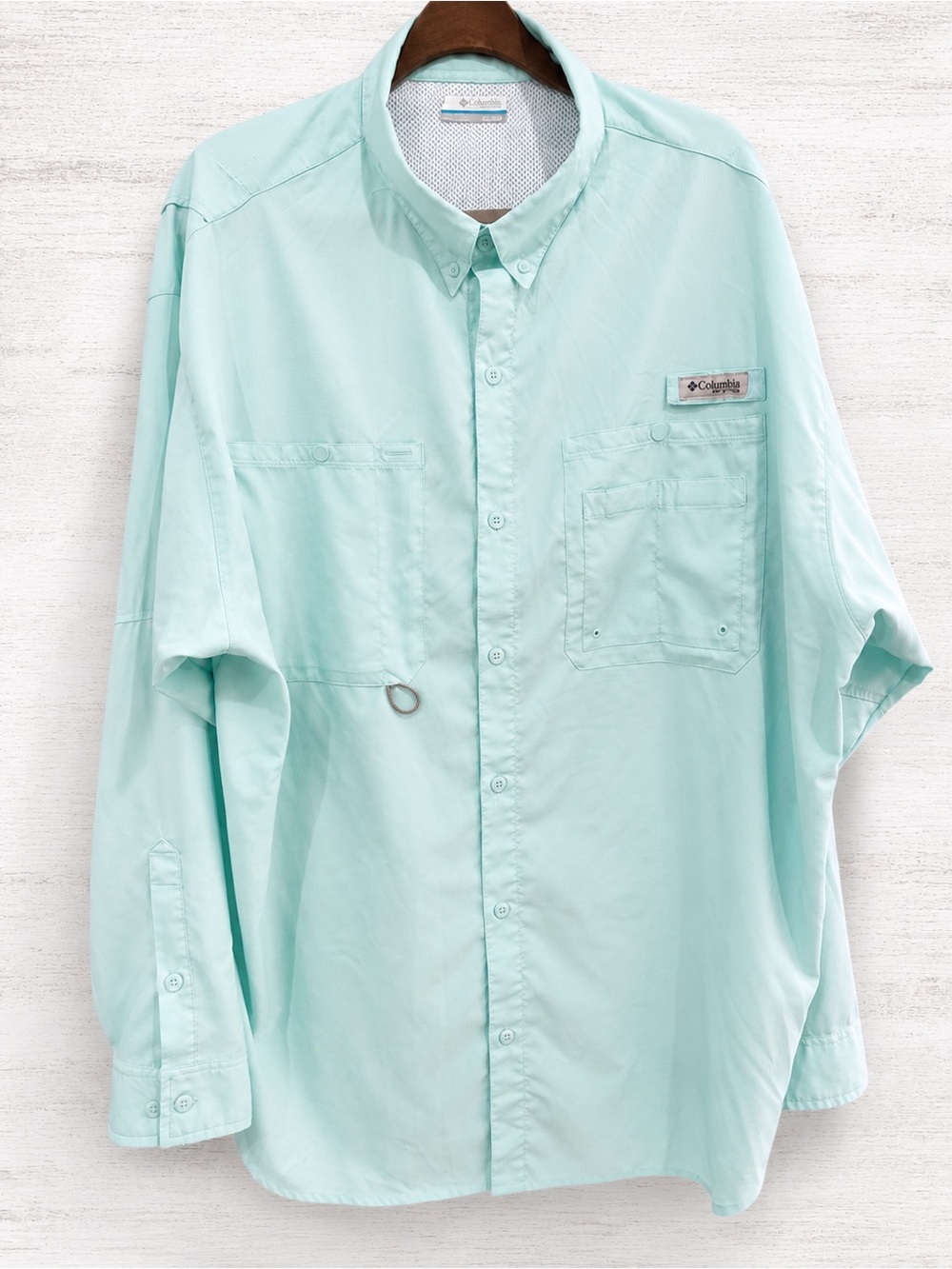 Columbia PFG Bahama II Vented Fishing Shirt Men’s XXL 2TG Seafoam Long Sleeve